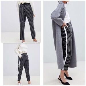 NWT ASOS Pinstriped Contrast Side Panel Ankle Pant​​​​​
